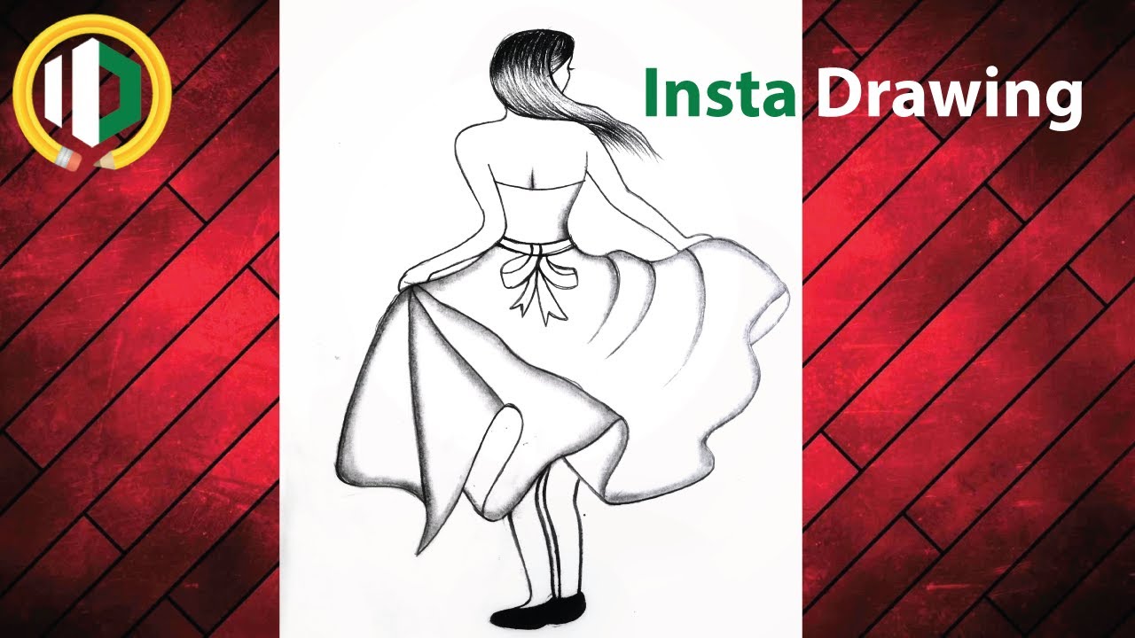 How to draw a girl with a beautiful hairstyle | back said Drawing for beginners | insta drawing |