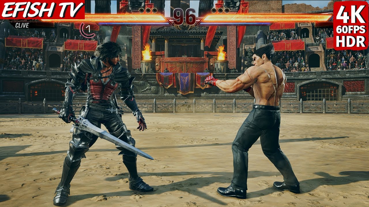 New crossover fighter arrived! Clive FF XVI vs Kazuya (Hardest AI) - Tekken 8