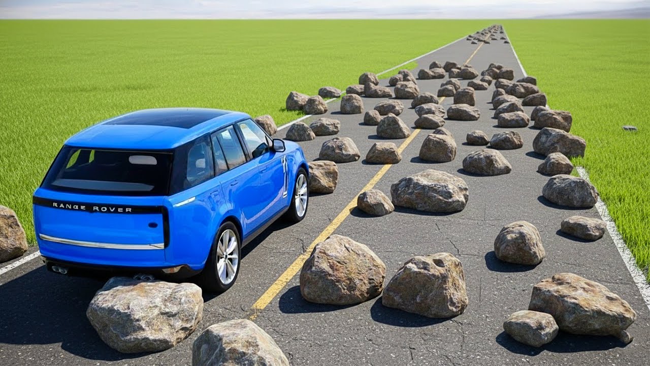 Cars vs 100 Rocks Challenge #1 in BeamNG Drive!