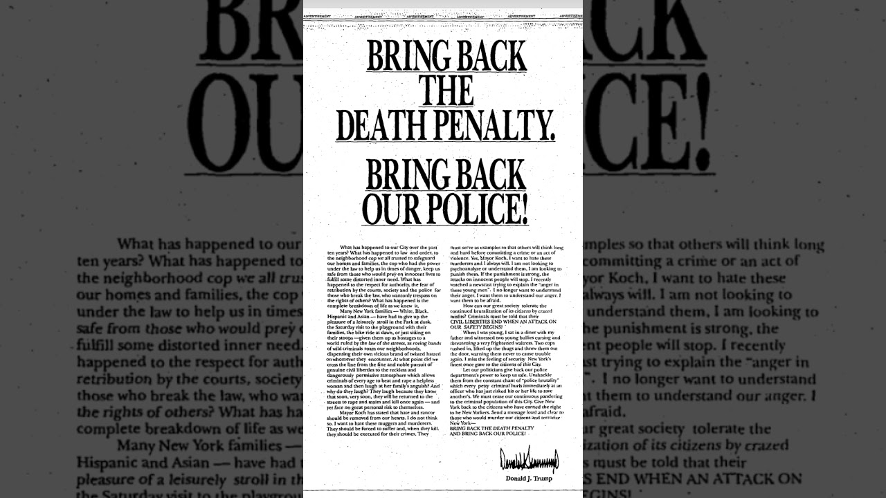 Remember when #DT called for the #DeathPenalty Dr the #CentralPark5, don&rsquo;t forget it.