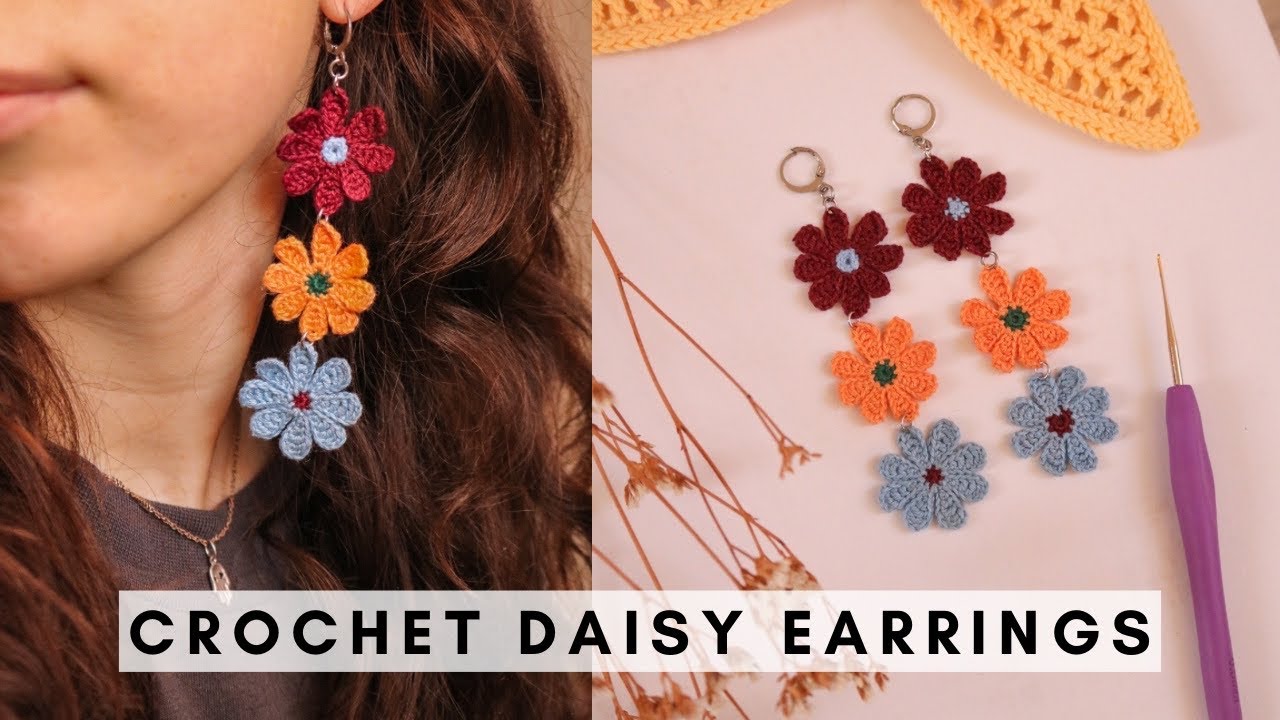 Crochet Daisy Earrings | Easy Crochet Flower Earrings Tutorial 