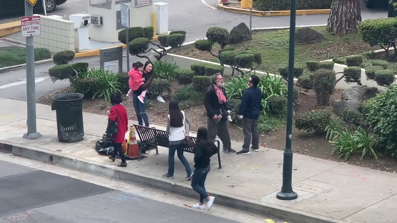 Homeless Man Attacks People in Los Angeles, California