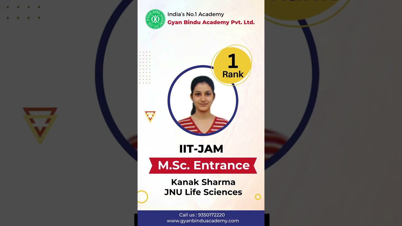 IIT JAM (JNU Lifescience) - Kanak Sharma - Rank-1 #iitjam #lifesciences #shorts #trending