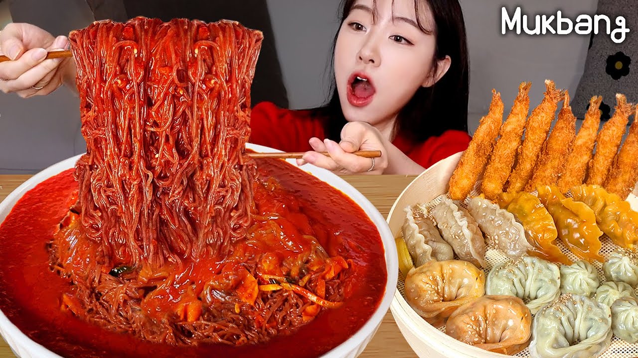 🔥 очень острые лапши, 5 видов корейских блюд, жареные креветкиㅣASMR REAL MUKBANGㅣEATING SHOW