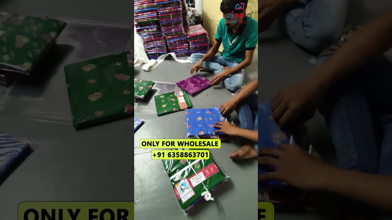 Ajmera Fashion Go-Down, Ajmera Fashion Product Packing, Saree Manufacturer, Saree Wholesale Market