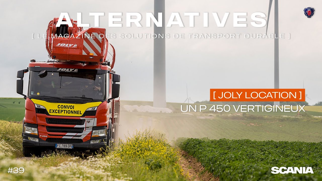 Joly Location exploite un 5 essieux Scania équipé d'une nacelle 90 m