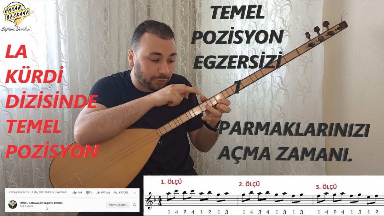 La Üzeri Kürdi Egzersizi (1) Uzun Sap Bağlama Ders 128