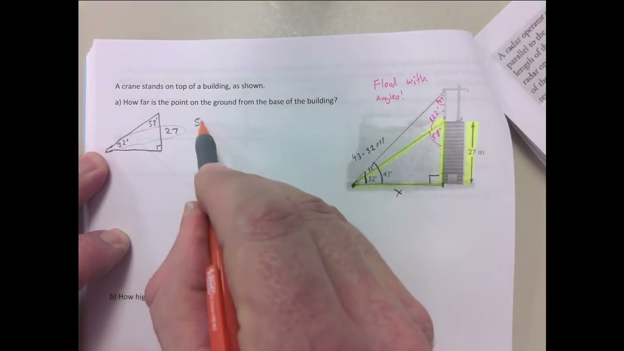 TRIG PROBLEMS - CRANE ON TOP OF BUILDING (pg 49)