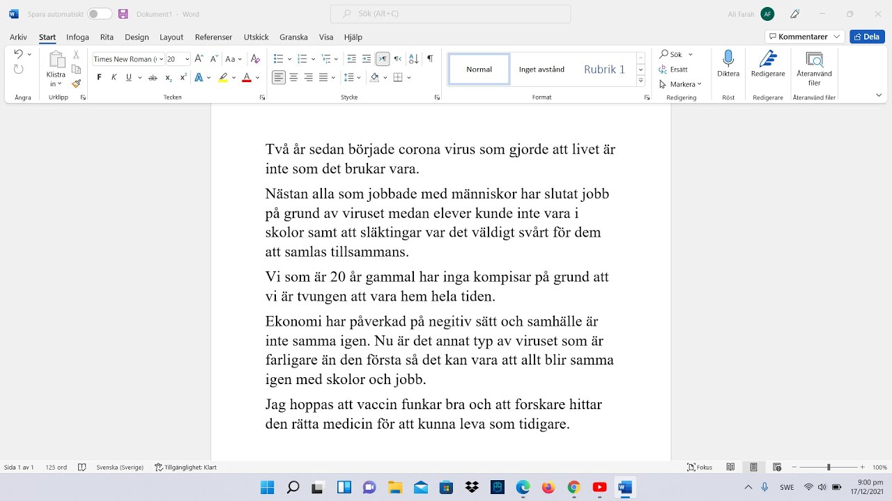 skriva om corona virus Sfi kurs D och C - موضوع عن فيروس كورونا بالسويدي