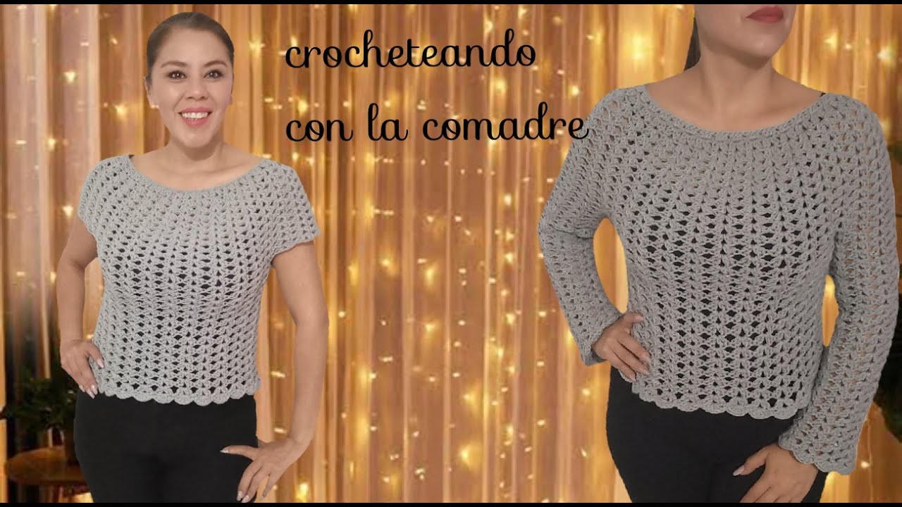 suéter moderno a crochet parte#1  fácil y rápido crocheteando con la comadre (principiantes)