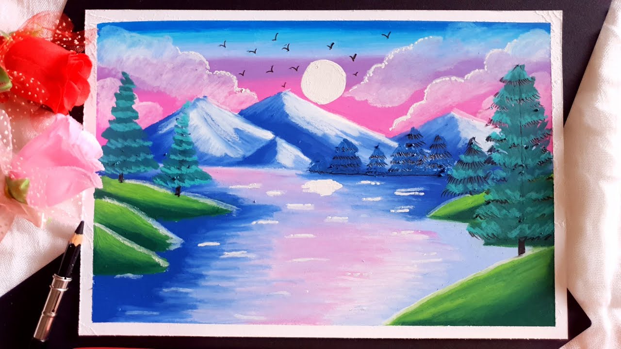 CARA MELUKIS PEMANDANGAN PEGUNUNGAN DENGAN OILPASTEL GREEBEL GALLERY ARTIST 72