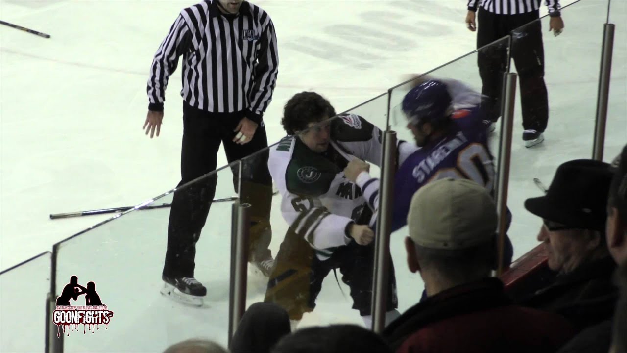 Old time hockey Slug fest David Starenky vs Daniek Malquin LNAH Feb 20th 2015