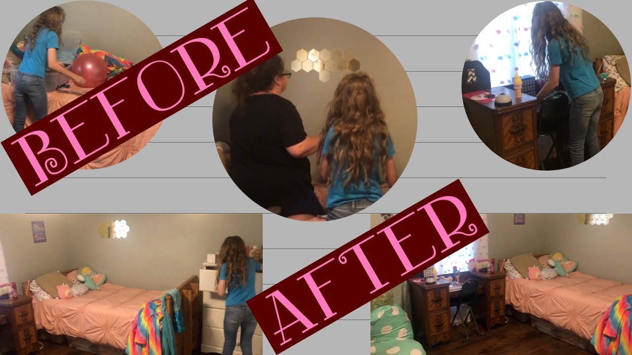 Cleaning and rearranging my pre-teen's bedroom//Aubrey&rsquo;s room #sahmroutine #cleaning #rearranging