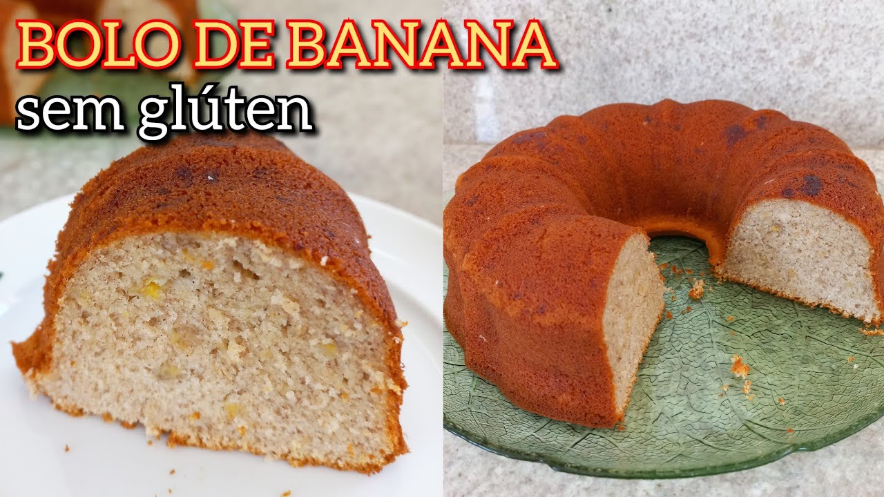 BOLO DE BANANA SEM GLÚTEN muito macio e fofo