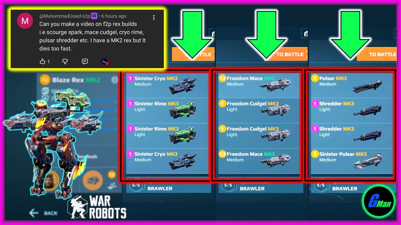 Бесплатное оружие для вашего нового Рекса | WR - War Robots