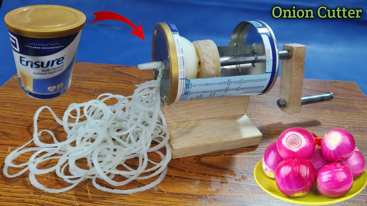 How To Make Onion Cutting Machine !! DIY Onion Cutter Chopper !! TM Makers