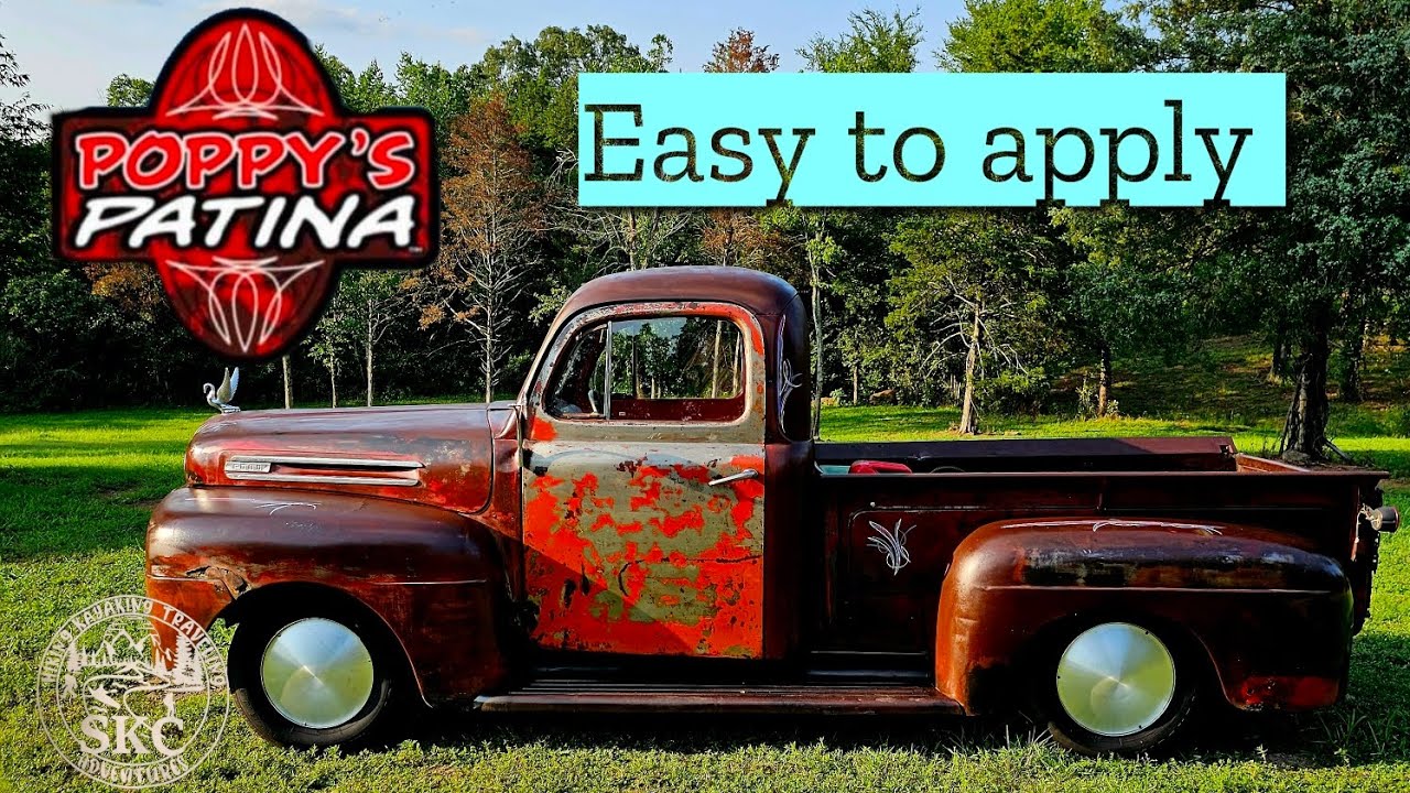 Applying Poppys Patina to a rusty 1950 ford .