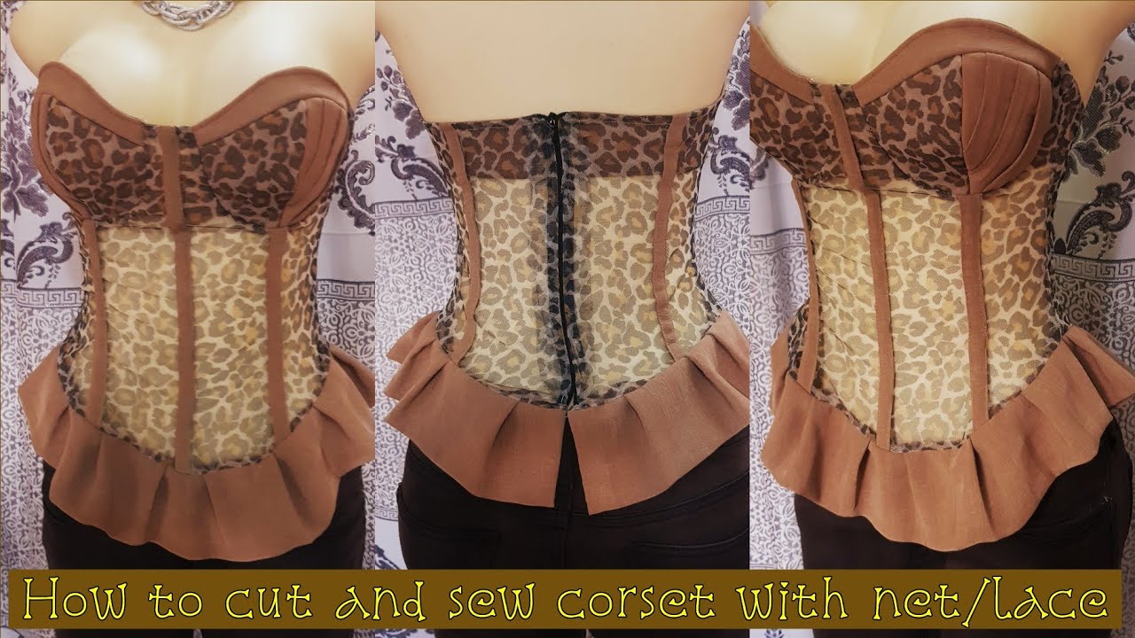 Sew Corset/ Tube blouse with Net/ lace Fabric/ pleated bust cup