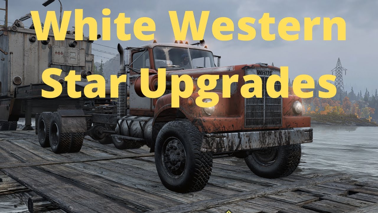 White Western Star 4964 Upgrades AWD,Lift kit,Westline V6 2350T,and Locking Dif Location-Snowrunner
