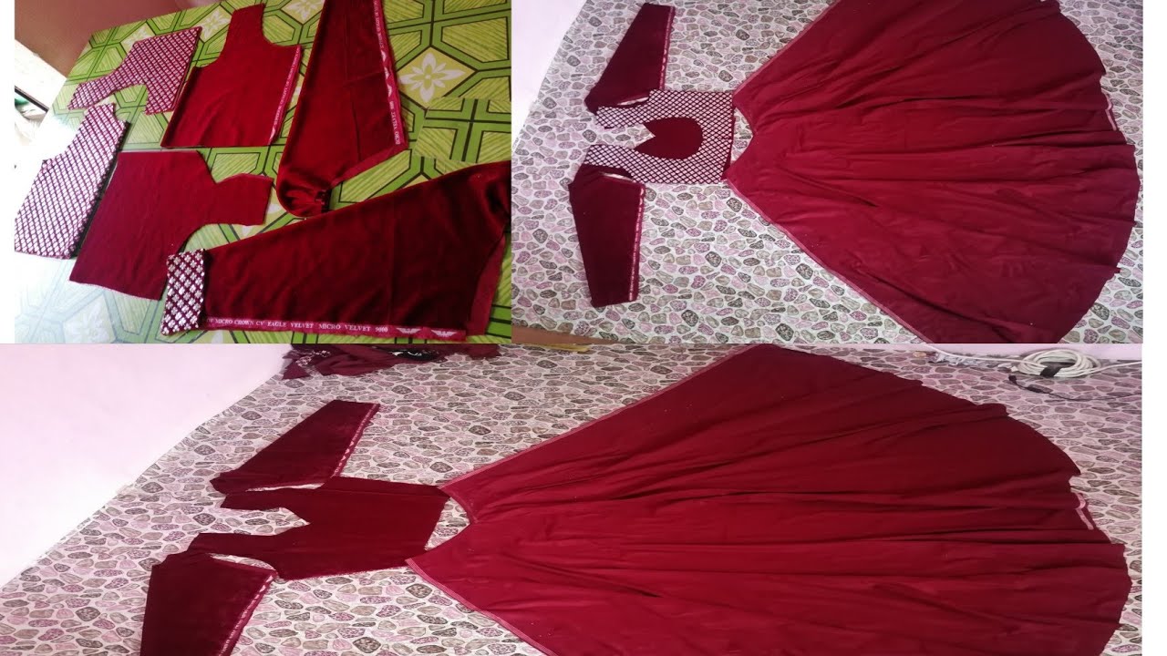 Velvet gown with outer cutting and stitching part#A