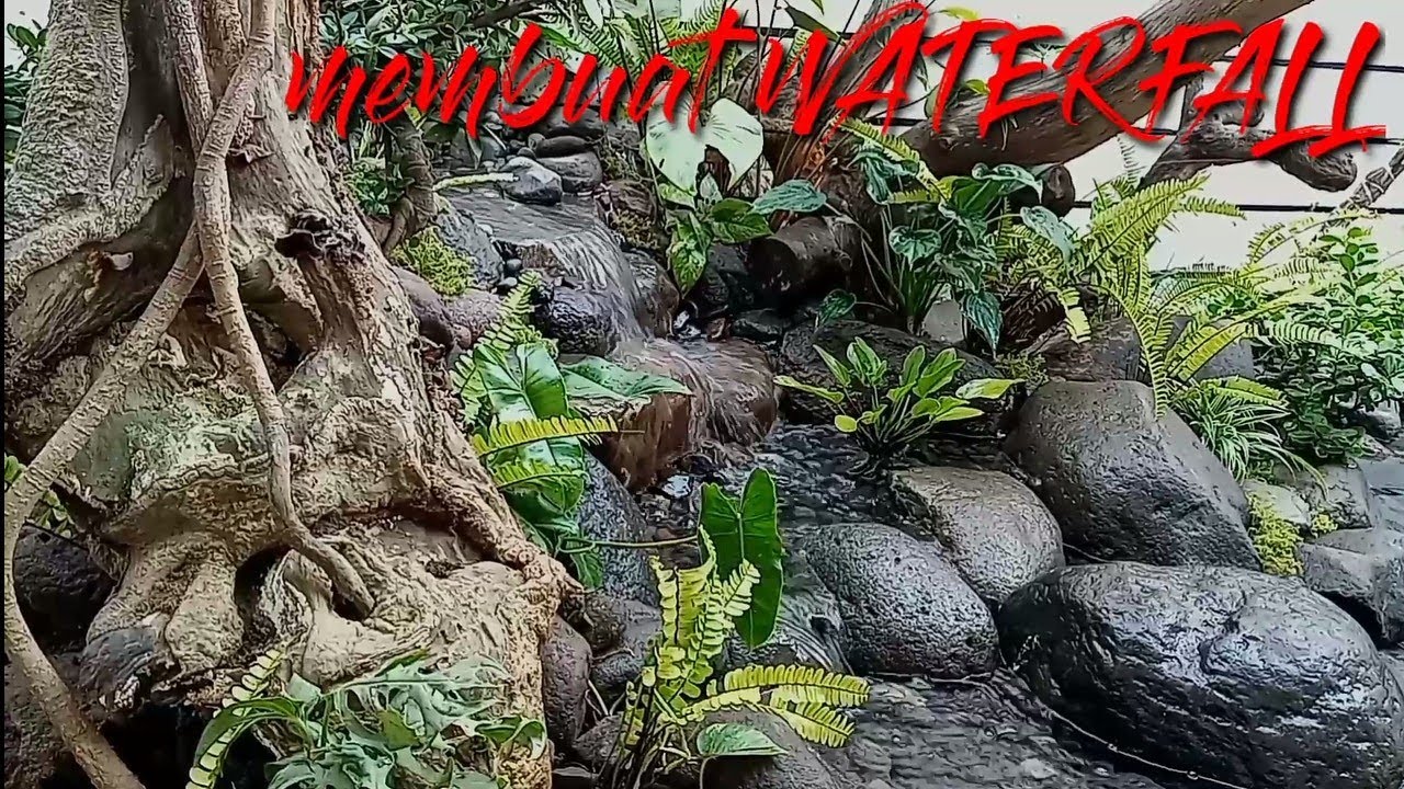 Membuat sungai buatan dan waterfall alami dari batu kali