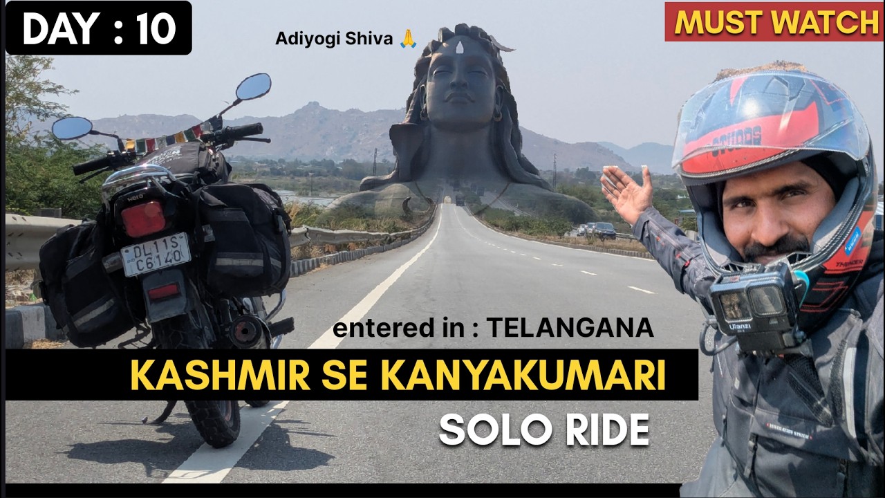 Adiyogi Shiva Temple 🚩ENTERED IN TELANGANA | KASHMIR TO KANYAKUMARI RIDE | day 10 #south