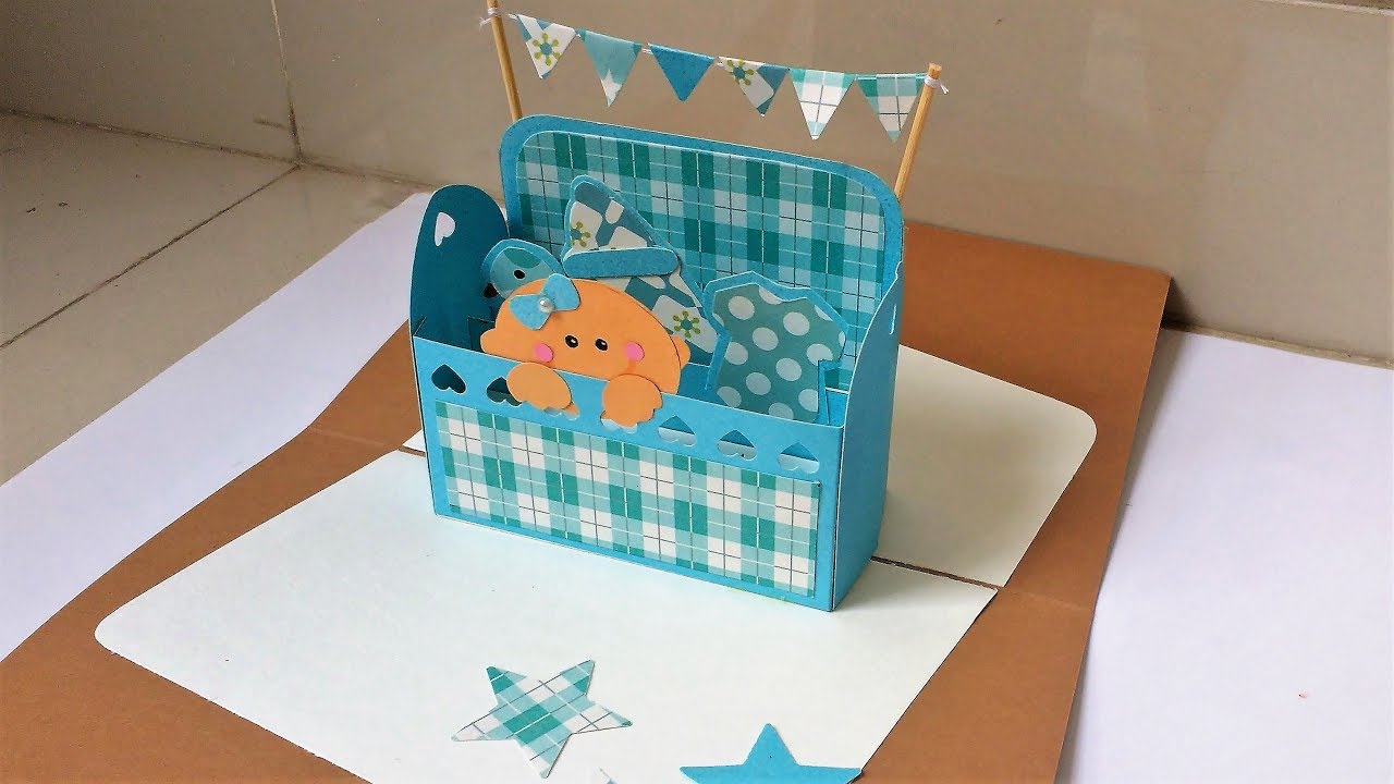 DIY Baby Crib Card  Tutorial// Birthday popup card