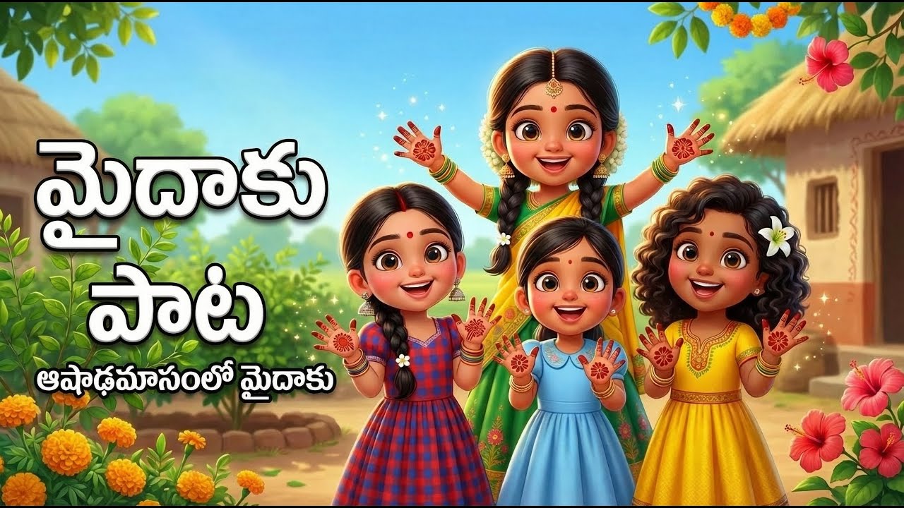మైదాకు పాట | ఆషాఢమాసంలో మైదాకు | 1st Class Telugu Rhyme | Chitti Jabili
