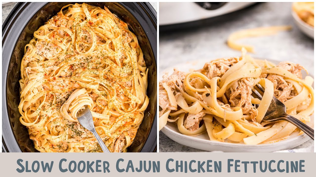 🌶️🔥 Slow Cooker Cajun Chicken Fettuccine 🍗🍝 Creamy, Spicy, and Irresistible! ✨🍴