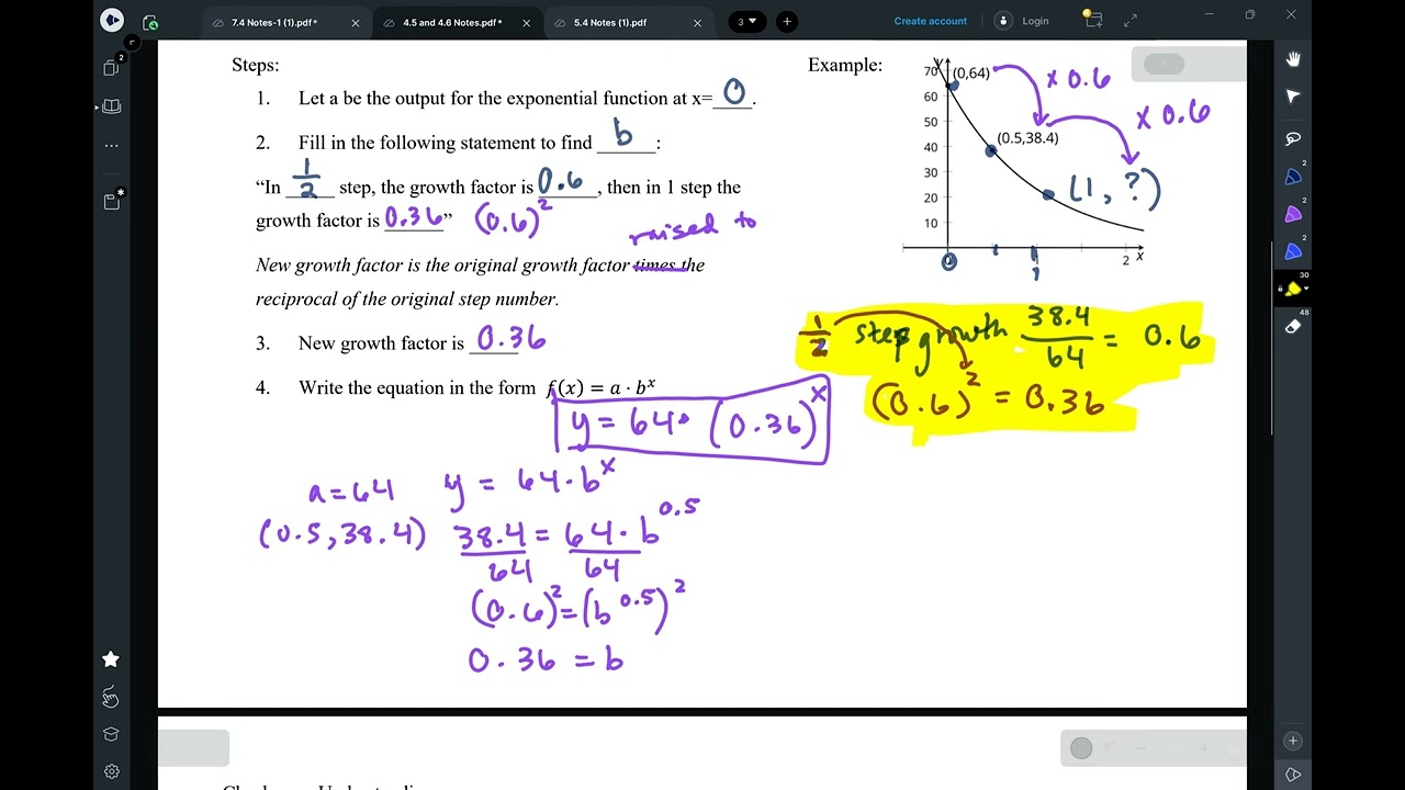 Algebra II Notes 4.5/4.6 Writing Equations of Exponential Functions