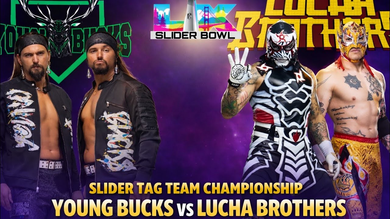 SUPER BOWL DAY- YOUNG BUCKS VS LUCHA BROTHERS SLIDER TAG TEAM CHAMPIONS #superbowl #wwe #aew #2k25