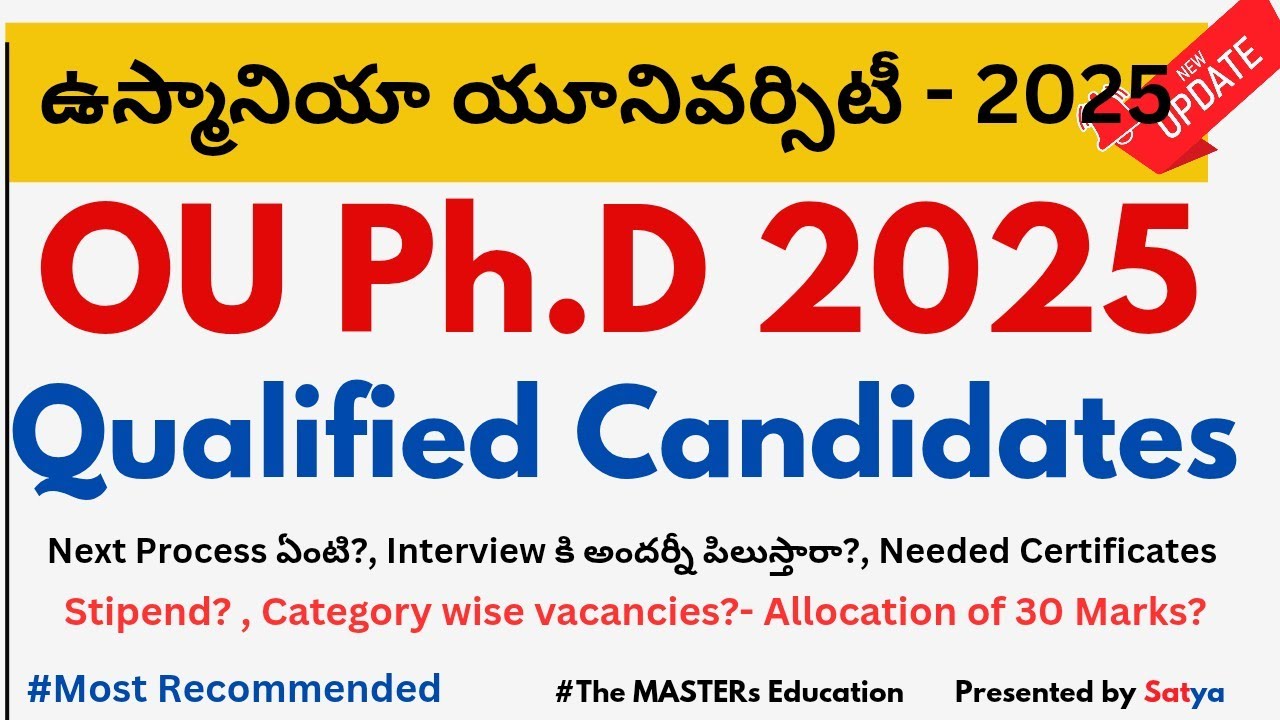 OU Ph.D 2025 Qualified Candidates Next Step? Interview Process 30 Marks Certificates & Stipend Info