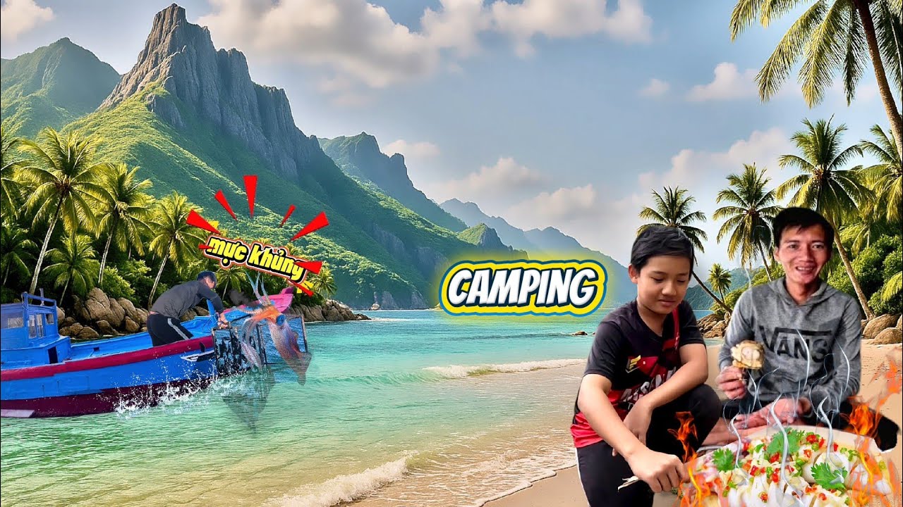 Cắm trại trên đảo nhỏ giữa biển , thả lòng bóng mực và thu hoạt bất ngờ |Camping on a small island