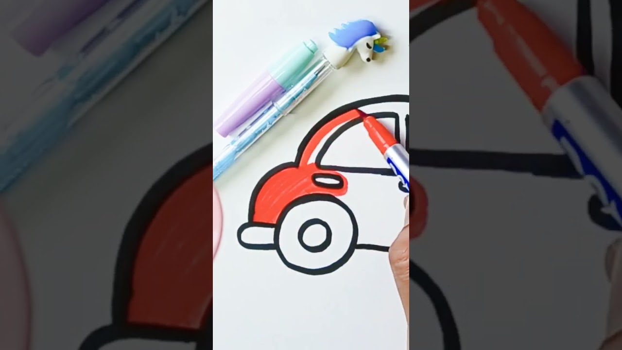 simple car drawing and colouring for kids || how to draw a easy car #shorts