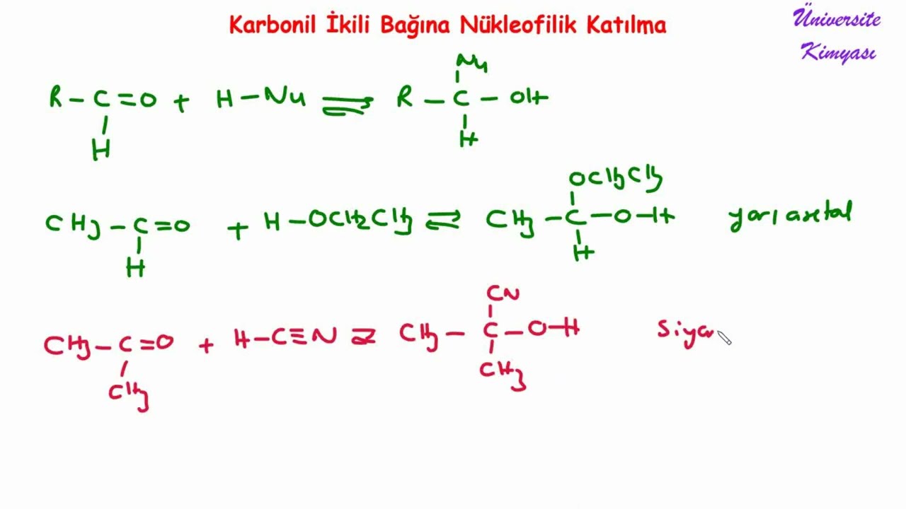 ORGANİK KİMYA |ALDEHİT VE KETONLAR | KARBONİL İKLİ BAĞINA N&Uuml;KLEOFİLİK KATILMA
