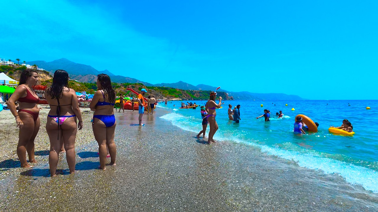 Burriana Beach, Nerja Spain | Beach Walk &ndash; Costa del Sol July 2026