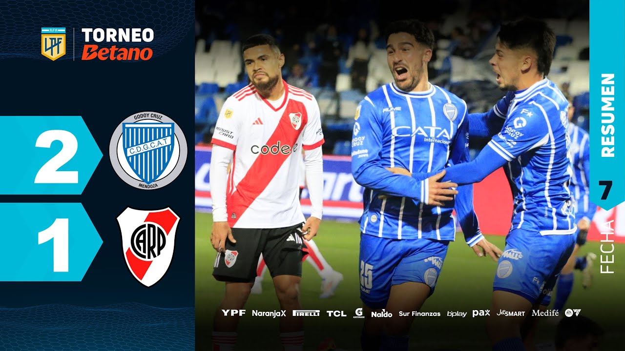 GODOY CRUZ 2 - 1 RIVER | Resumen del partido | #TorneoBetano 2024