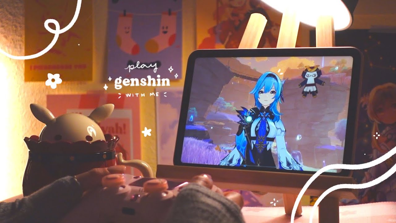 ☕️ playing genshin late at night on a cozy lil' ipad setup | 1hr of gameplay ambience (jp dub) ✩