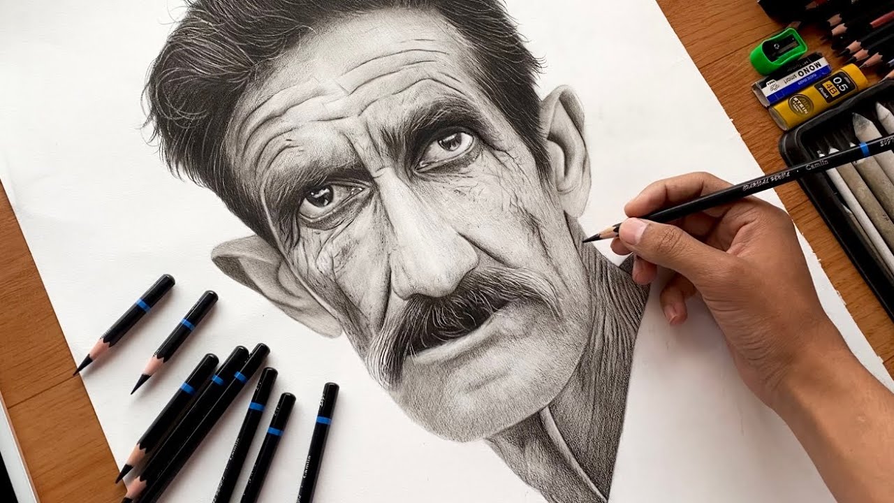 Drawing Face with Charcaol Only
