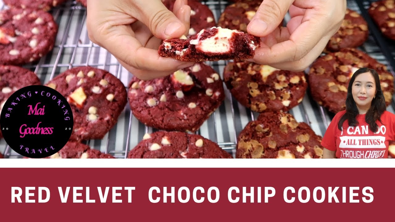 Red Velvet Choco Chip Cookies w/ Cream Cheese by Mai Goodness | Air Fried and Oven Baked | Pambaon