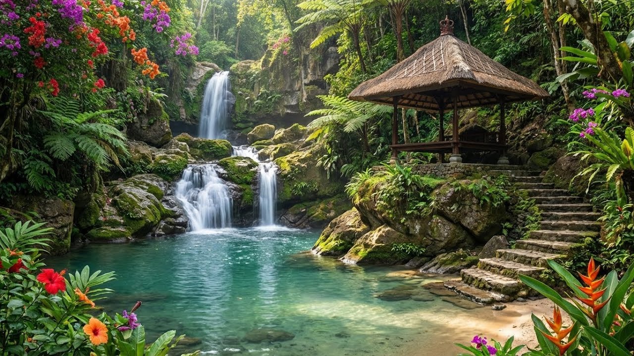 Hidden Forest Waterfall | Calming Birds & Nature Ambience for Deep Focus and Sleep