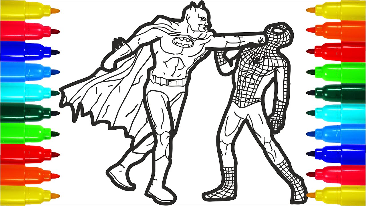 Batman Spiderman Fight Superheroes Coloring pages