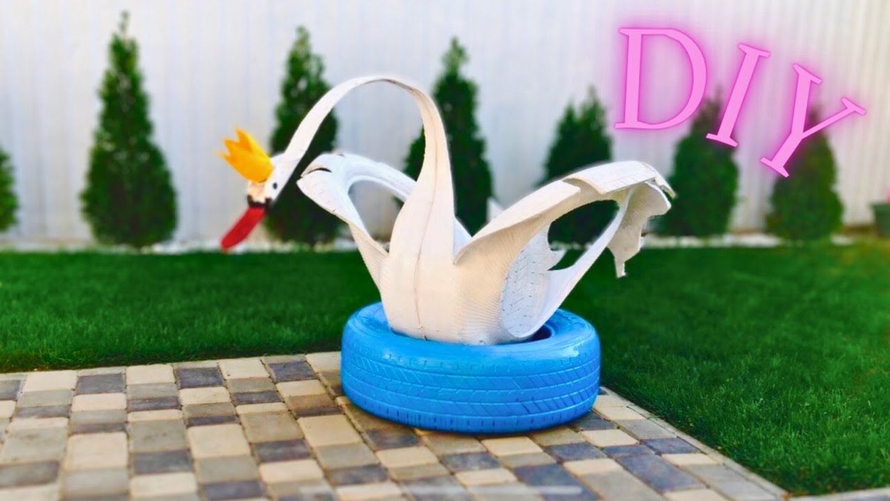 ЛЕБЕДЬ ИЗ ШИНЫ своими руками. Как сделать лебедя из покрышки. DIY car tire swan