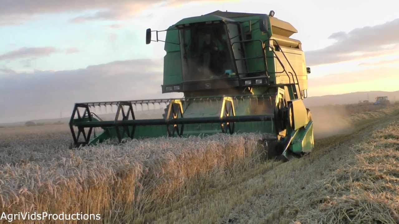 John Deere 2054 Combining Wheat Into The Evening Sun
