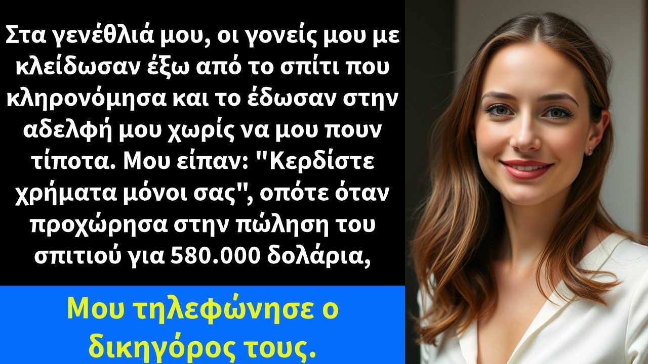 Στα γενέθλιά μου, οι γονείς μου με κλείδωσαν έξω από το σπίτι που κληρονόμησα και το έδωσαν στην
