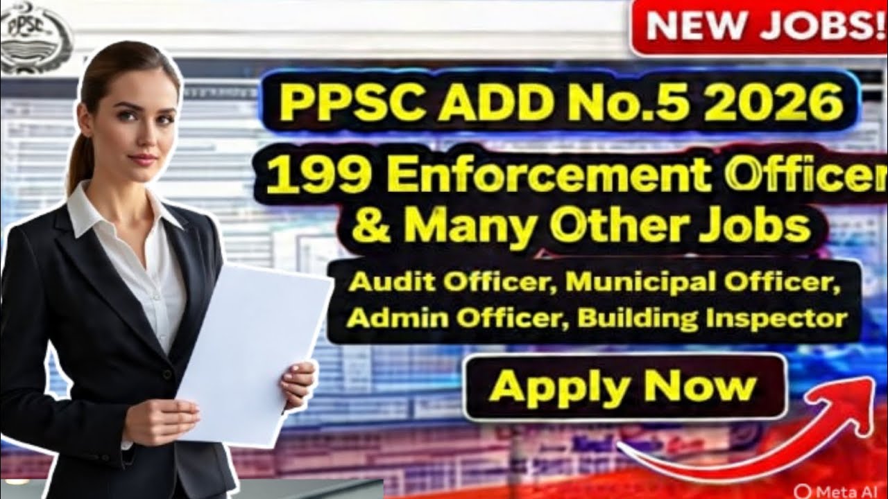 PPSC ADD No.5 2026 | 199 Enforcement Officer Jobs | Audit Officer Municipal Officer | PPSC Jobs 2026