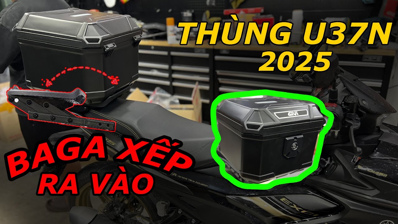 Exciter 155 Lắp Baga Xếp MF, Thùng Givi U37N Mẫu Mới Nhất 2025