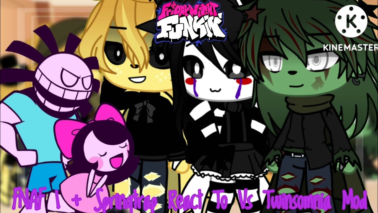 FNAF 1 + Marionette & Springtrap React To FNF Vs Twinsomnia Mod || Gacha Club