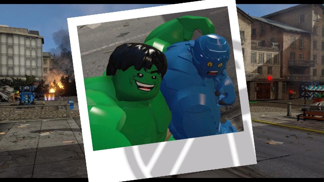 LEGO MARVEL Vingadores Hulk tirando foto com o bomba a em Sokovia