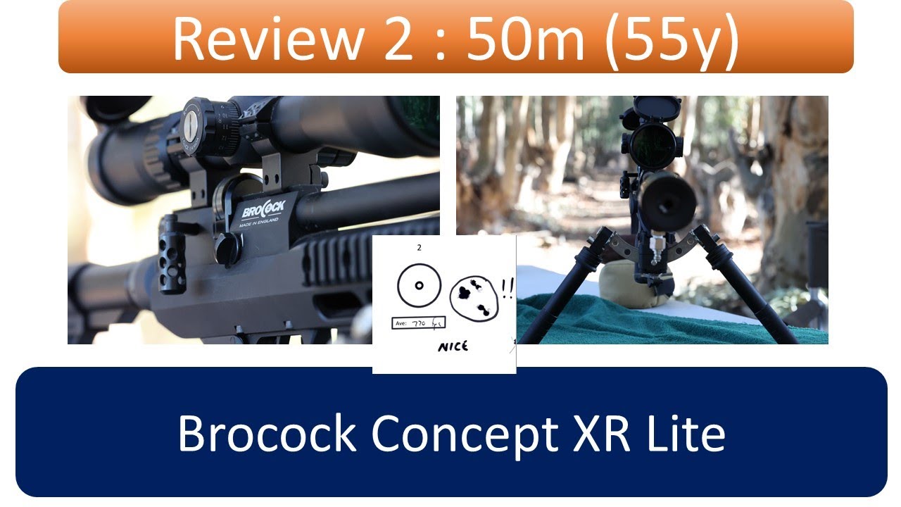 Brocock Concept Xr Lite review at 50m (55y) with different pellets